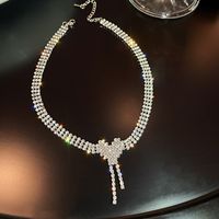 Fashion Full Diamond Heart Tassel Alloy Earring Necklace Korean Fashion Jewelry main image 5
