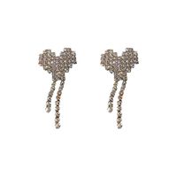 Fashion Full Diamond Heart Tassel Alloy Earring Necklace Korean Fashion Jewelry main image 6