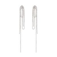 Fashion Alloy Diamond-studded Geometric Earrings Long Tassel Flower Earrings main image 6