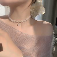 Fashion Retro Pearl Braided Necklace Alloy Clavicle Chain main image 3