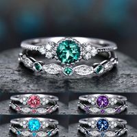 Zubehör Einfache Mode Grün Zirkon Damen Legierung Saphir Ring main image 1