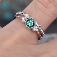 Accessories Simple Fashion Green Zircon Women's Alloy Sapphire Ring main image 5
