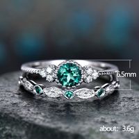 Zubehör Einfache Mode Grün Zirkon Damen Legierung Saphir Ring main image 6