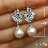 Boucles D&#39;oreilles En Cuivre Avec Pompon Géométrique En Zircon Incrusté De Perles Vintage En Gros main image 4