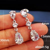 Mode Goutte D&#39;eau Grandes Boucles D&#39;oreilles En Cuivre Zircon En Gros main image 5