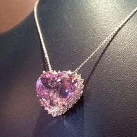 Fashion Heart-shaped Pink Diamond Zircon Simple Pendant Copper Necklace main image 1
