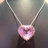 Fashion Heart-shaped Pink Diamond Zircon Simple Pendant Copper Necklace main image 3