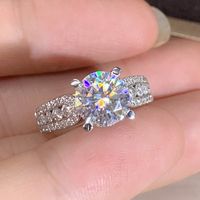 Fashion New Wedding Classic Four-claw Zircon Crystal Female Engagement Proposal Copper Ring Female main image 5