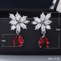 Fashion New Inlaid Water Drop Pear-shaped Red Zircon Copper Earrings Wholesale main image 6