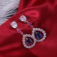 New Fashion Long Water Drop Zircon Copper Earrings Wholesale main image 3