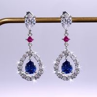 New Fashion Long Water Drop Zircon Copper Earrings Wholesale main image 4