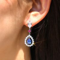 New Fashion Long Water Drop Zircon Copper Earrings Wholesale main image 5