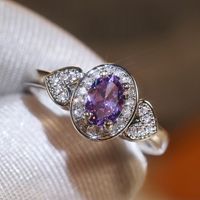 Fashion Creative New Retro Purple Zircon Ladies Copper Ring Hand Jewelry main image 1
