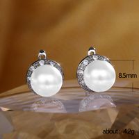 Simple Fashionable Round Zircon Pearl Copper Earrings Wholesale main image 6