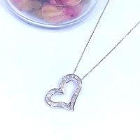 Fashion Hollow T-shaped Zircon Necklace Full Diamond Heart-shaped Pendant Copper Necklace main image 4