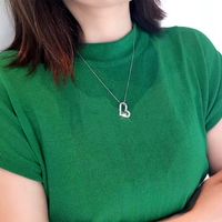 Fashion Hollow T-shaped Zircon Necklace Full Diamond Heart-shaped Pendant Copper Necklace main image 5