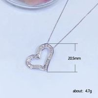 Fashion Hollow T-shaped Zircon Necklace Full Diamond Heart-shaped Pendant Copper Necklace main image 6