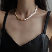 Collier De Couture De Perles D&#39;eau Douce De Mode Chaîne De Clavicule En Alliage Rétro main image 4