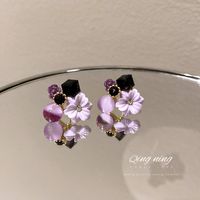 Boucles D&#39;oreilles En Alliage De Fleur De Cristal D&#39;opale De Diamant De Mode En Gros main image 1