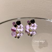 Fashion Diamond Opal Crystal Flower Alloy Earrings Wholesale main image 1