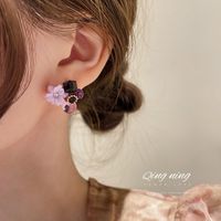 Fashion Diamond Opal Crystal Flower Alloy Earrings Wholesale main image 5