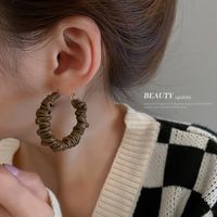 Autumn And Winter Coffee Color Leather Circle Earrings Korean Alloy Earrings main image 3