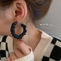 Autumn And Winter Coffee Color Leather Circle Earrings Korean Alloy Earrings main image 4
