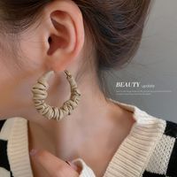 Autumn And Winter Coffee Color Leather Circle Earrings Korean Alloy Earrings main image 5