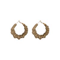 Autumn And Winter Coffee Color Leather Circle Earrings Korean Alloy Earrings main image 6