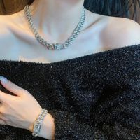 Fashion Full Diamond Necklace Hip Hop Alloy Collarbone Chain Bracelet main image 1