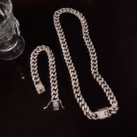 Fashion Full Diamond Necklace Hip Hop Alloy Collarbone Chain Bracelet main image 3