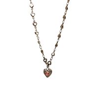 Fashion Diamond-encrusted Heart-shaped Pendant Necklace Retro Alloy Necklace main image 6