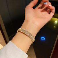 Fashion Diamond-encrusted Zircon Opening Bracelet Simple Geometric Alloy Bracelet main image 1