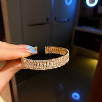 Fashion Diamond-encrusted Zircon Opening Bracelet Simple Geometric Alloy Bracelet main image 5