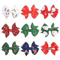 Cute Children's Hair Accessories Solid Color Ribbed Ribbon Bow Hairpin sku image 1