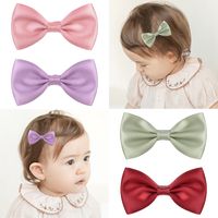 Cute Satin Bow Hairpin Simple Children's Hair Accessories sku image 1