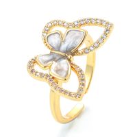 Korean Color Oil Drop Copper Micro-encrusted Zircon Butterfly Open Adjustable Ring sku image 5