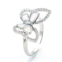 Korean Color Oil Drop Copper Micro-encrusted Zircon Butterfly Open Adjustable Ring sku image 9