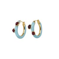 Enamel Earrings Women's Niche Hit Color Copper Hoop Earrings Wholesale sku image 1