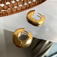 Fashion Solid Color Flat Round Piece Copper Earrings Wholesale sku image 1