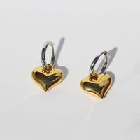 Vintage Contrast Color Heart Shaped Copper Earrings Wholesale sku image 1