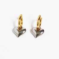 Vintage Contrast Color Heart Shaped Copper Earrings Wholesale sku image 2