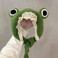 Fashion Big Eyes Frog Lace Headgear Warm Ear Protection Hairband Hat sku image 1