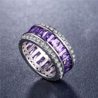 Fashion Copper Silver-plated Zircon Ring Color Full Diamond Ladies Gemstone Ring sku image 4