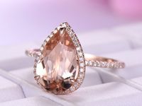 Boutique New Large Drop-shaped Gemstone Ladies Ring Copper Plated Rose Gold Jewelry sku image 1
