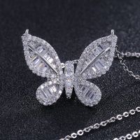 Fashion Butterfly Shaped Inlaid Zircon Copper Necklace sku image 1