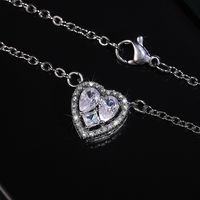 Simple Geometric Heart-shaped Inlaid Zircon Copper Necklace sku image 1