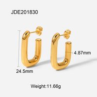 Simple Titanium Steel 18k Gold Geometric Hoop Earrings Jewelry Women sku image 3