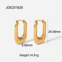 Simple Titanium Steel 18k Gold Geometric Hoop Earrings Jewelry Women sku image 5