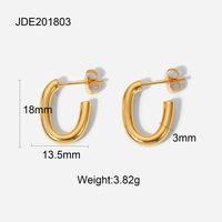 Simple Titanium Steel 18k Gold Geometric Hoop Earrings Jewelry Women sku image 1